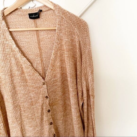 UO out from under tan ribbed cardigan sweater sz S - Picture 3 of 5
